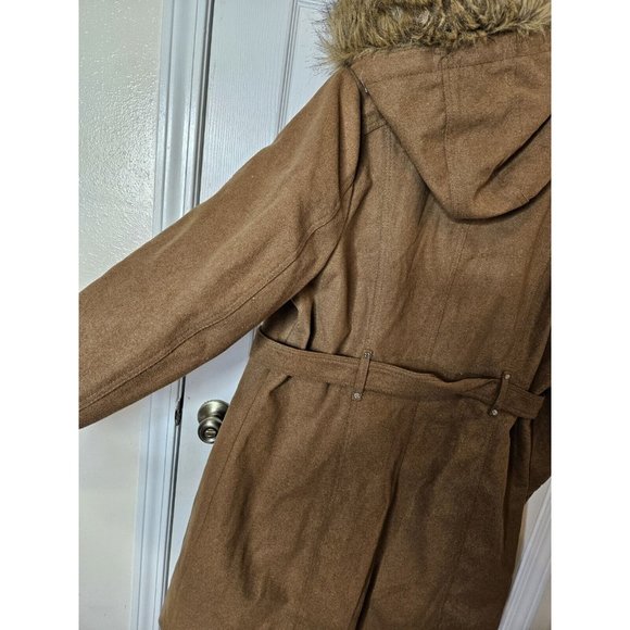 Rocawear Trench Retro Hip Hop 90s Hooded trench Coat Size 2XL Wool Blend Womens - Picture 4 of 16